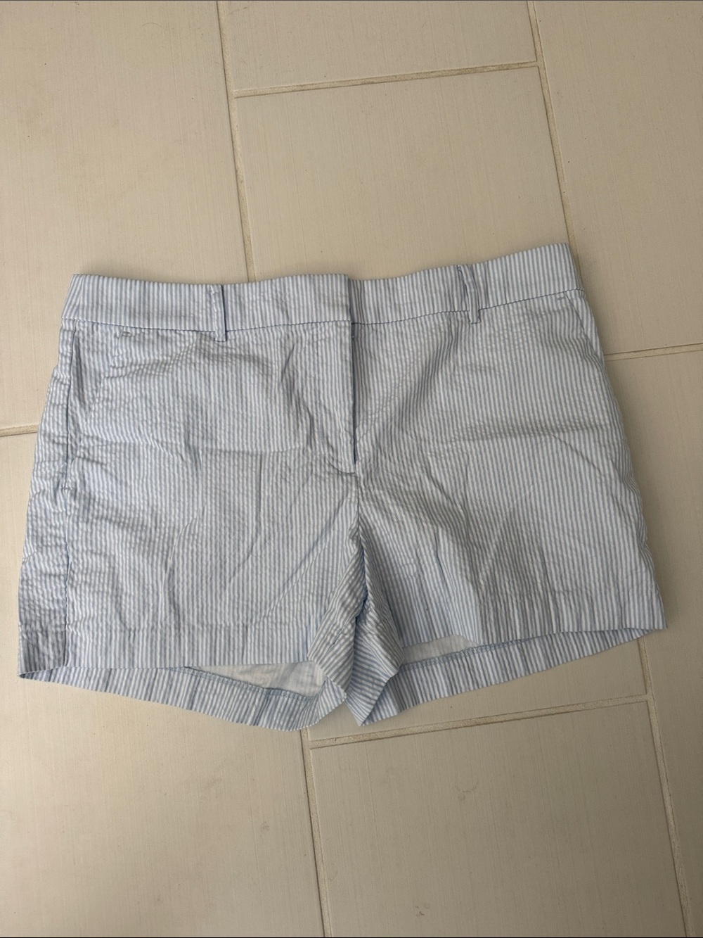 LOFT Light Blue & White Striped Shorts